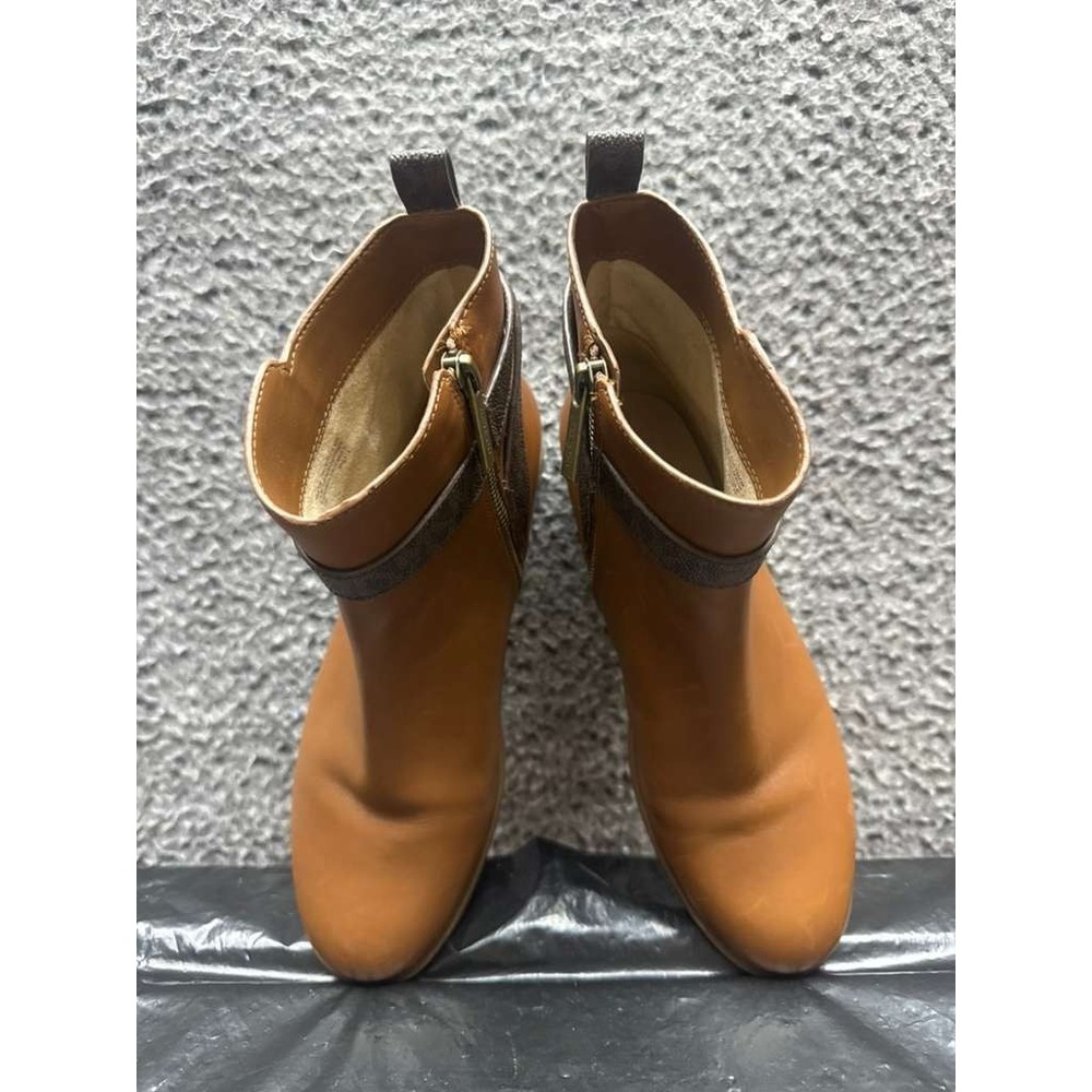 Michael Kors Farrah Flat Leather Zip Up Ankle Booties Brown Womens Size 7M‎ US - Picture 8 of 13